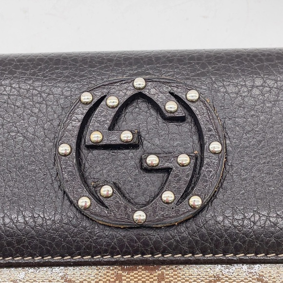 Gucci Brown and Tan Crystal and leather coated long wallet - Picture 3 of 16